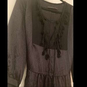 Beautiful black textured silk dress, size L